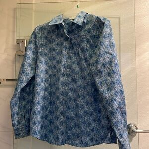 100% cotton dress shirt Wrinkle free shaped fit long sleeve Foxcraft size 8 blue